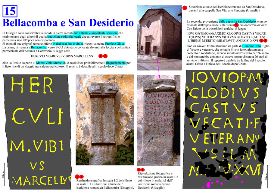 Trascrizione delle iscrizioni romane da Bellacomba e San Desiderio di Usseglio