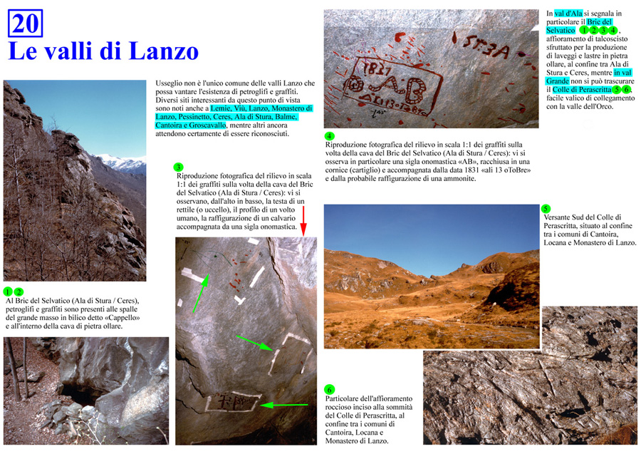 Petroglifi su cloritoscisto in val d'Ala e val Grande di Lanzo